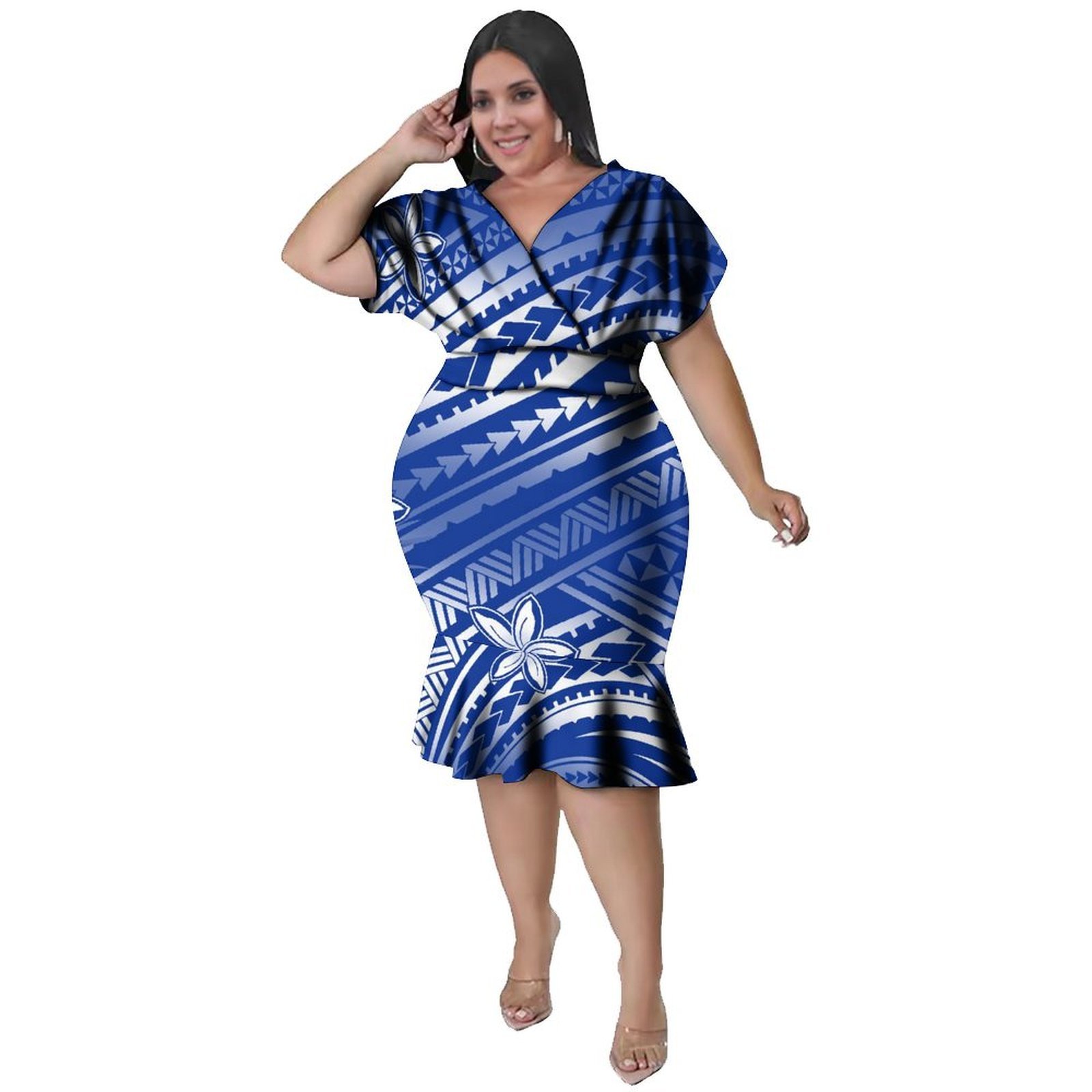 Ethnic Style Dresses - Robe moulante pour femme, style polynésien,