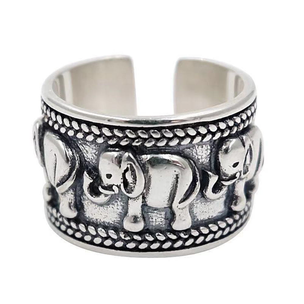 Ethnic Fashion Pakistan - Bague à motif d'éléphant argenté pour