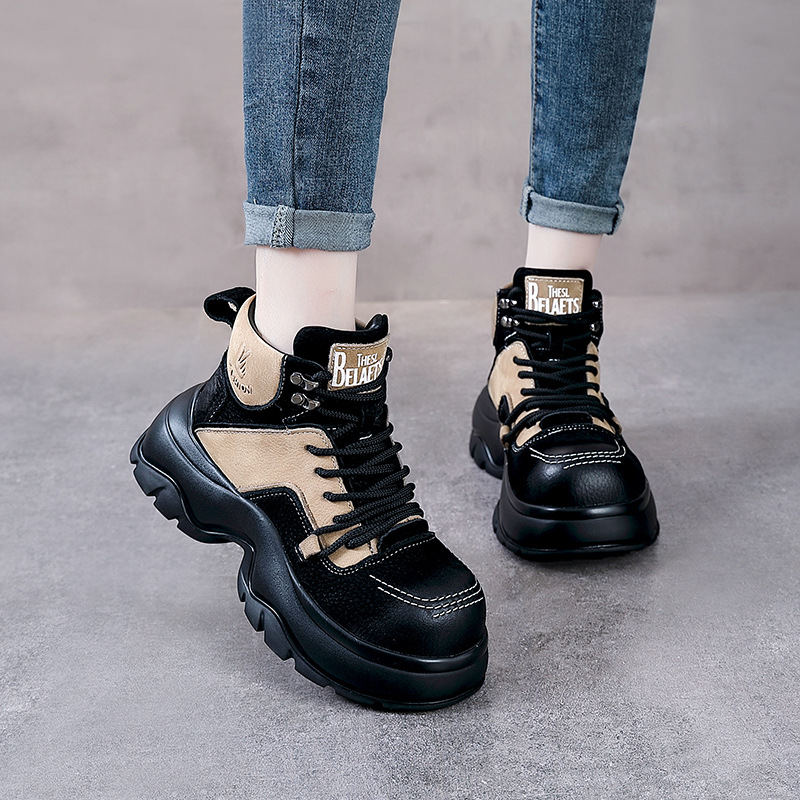 Bottines compensées en cuir vé - Ethnic Fashion For Women avis et prix